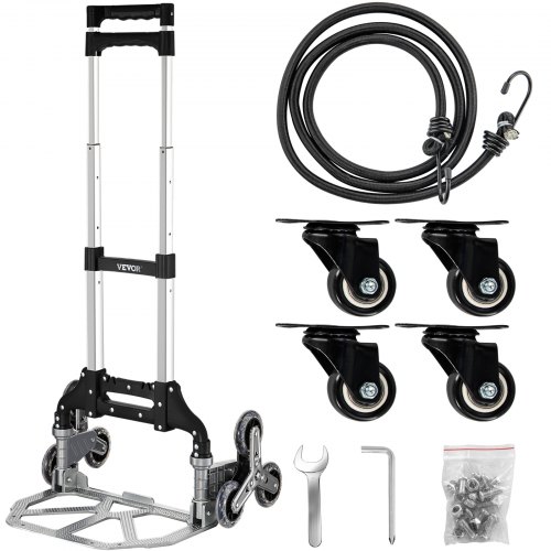 200lbs Folding Aluminium Cart Luggage Trolley Hand Truck with Black Bungee Cord 