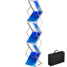 VEVOR Literature Rack, 6 Pockets, Pop up Aluminum Magazine Rack, Lightweight Catalog Holder Stand w/ Carrying Bag for Hotel, Trade Show, Exhibition, Office, Retail Store