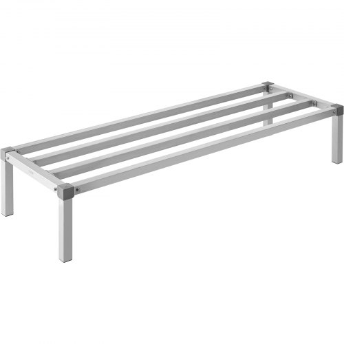 VEVOR Aluminum Dunnage Rack, 60” x 20” Commercial Food Floor Rack, 12” Off the Floor, 1000 lbs Capacity All-Welded Aluminum Storage Rack, for Storage