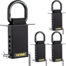VEVOR Stake Pocket D Ring, 4 Pack Heavy Duty Adjustable D Rings w/ 5400 lbs Secure Working Capacity & 5 Holes for Height Adjustment, Removable Tie Down Utility for Flatbed Cargo Trucks, Black