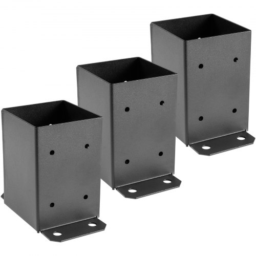 VEVOR 4 x 4 Post Base 3 PCs, Deck Post Base 3.6 x 3.6 inch, Post Bracket 2.5 lbs Fence Post Anchor Black Powder-Coated Deck Post Base with Thick Steel for Deck Supports Porch Railing Post Holders