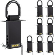 VEVOR Stake Pocket D Ring, 8 Pack Heavy Duty Adjustable D Rings w/ 4000 lbs Secure Working Capacity & 4 Holes for Height Adjustment, Removable Tie Down Utility for Flatbed Cargo Trucks, Black