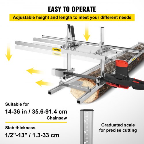 14"-36" Chainsaw Mill and Milling Rail Combo System Aluminum Rail Mill Guide Bar 