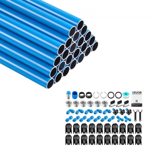 VEVOR Air Compressor Line Piping Kit, Total 90FT x 0.68" (24 x 3.77 FT), Aluminum Compressed Air Tubing System, High Pressure Resistant, Leak-Proof & Easy-to-Install for Garages Workshops