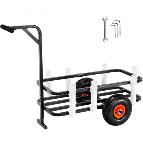 VEVOR Beach Fishing Cart, 200 lbs Load Capacity, Fish and Marine Cart with Two 11" Big Wheels Rubber Balloon Tires for Sand, Heavy-Duty Steel Pier Wag