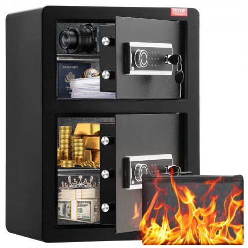 

VEVOR Double Door 3.5 cu.ft Safe Box with Key Lock Password Fireproof Bag Black