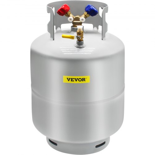 VEVOR Refrigerant Recovery Tank, 50 LBS Capacity, 400 psi Portable Cylinder Tank with Y-Valve for Liquid/Vapor, High-Sealing Recovery Can for R22/R134A/R410A, Gray