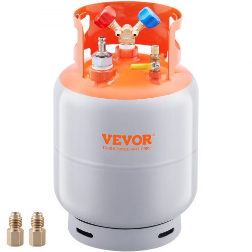 

VEVOR Refrigerant Recovery Tank with Float Switch - 30 lb. Capacity ac Recovery Tank with ¼ to ½ Adaptor, Reusable Recovery Tank HVAC for All Refrigerant, Prevent Overflow, with Trace Amount of N₂