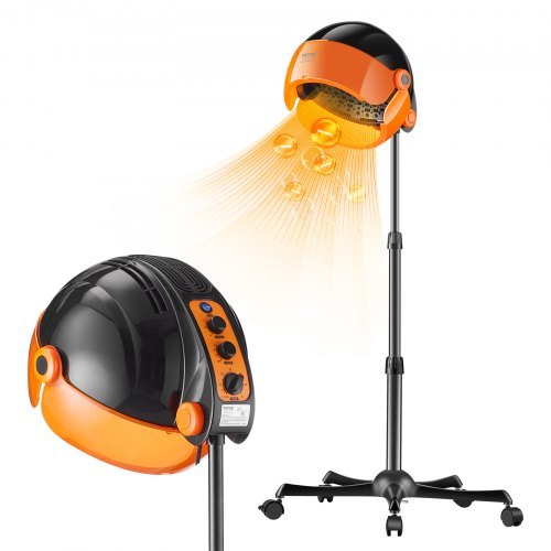 

VEVOR Ionic Hood Dryer, 1875W Pro Bonnet Hair Dryer, Timer, 3 Temperature Levels & Adjustable Speed, Mobile Floor Stand with Wheels for Salon & Home Spa