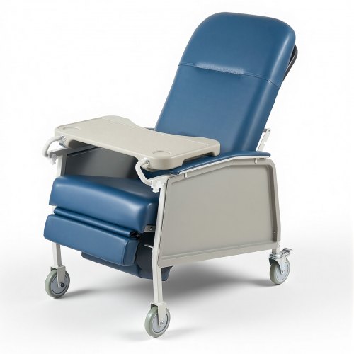 VEVOR 3Position Geri Reclining Chair 500LBS Capacity Geri Chair Recliner Comfortable Medical Recliner Chairs with 4 Wheels Soft Padded Seat  Tray