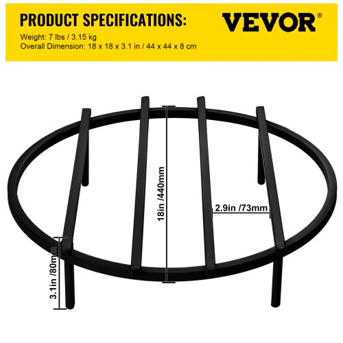 Vevor Fire Pit Grate Heavy Duty Iron, Square Fire Pit Wood Grate