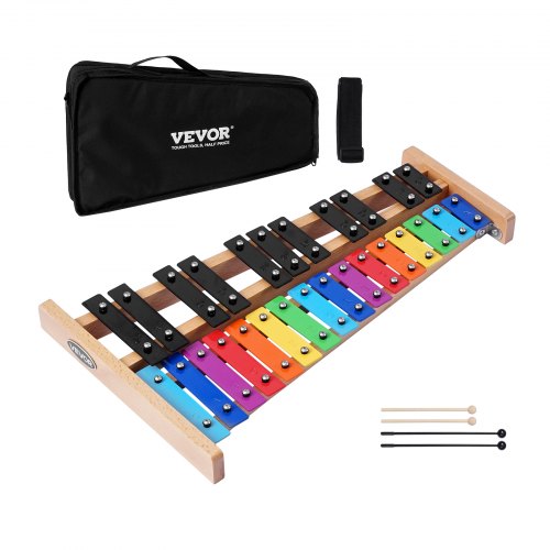 VEVOR Glockenspiel Xylophone 27 Notes Percussion Instrument with Colorful Keys