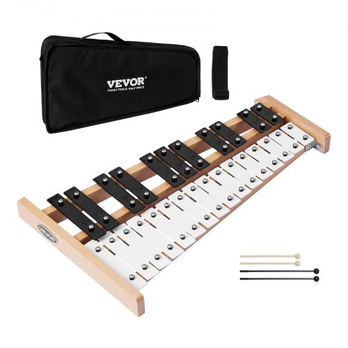VEVOR Glockenspiel Xylophone, 27 Notes, Professional Xylophone Percussion Instrument, with Colorful Metal Keys, Includes 4 Mallets, Carrying Bag, Begi