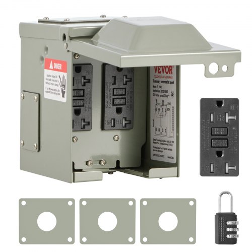 

VEVOR Outdoor Electrical Outlet Box 2 20 AMP GFCI Receptacles Power Outlet Box