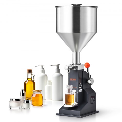 VEVOR Manual Paste Liquid Filling Machine, 5-50ml Bottle Filler, Adjustable Bottle Filling Machine, Stainless Steel Liquid Filler With Hopper For Milk