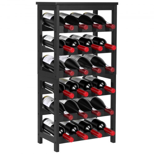 

VEVOR 24 Bottle Wine Rack, 6-Tier, Freestanding Floor Display Wine Storage Shelves with Table Top, Easy Assembly Rack Shelf, Premium Material, for Kitchen Cellar Bar Dining Room Living Room, Black