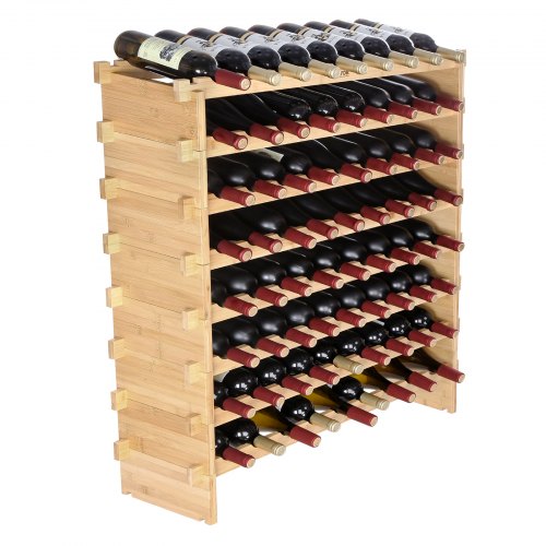 

VEVOR 72 Bottle Stackable Modular Wine Rack Bamboo Wood Display Shelf 8-Tier