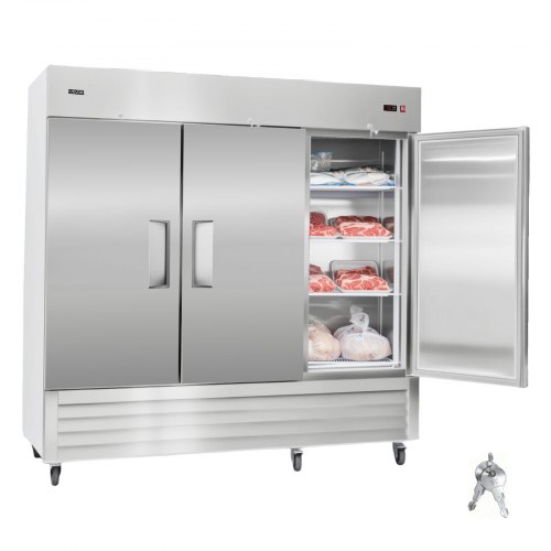 

VEVOR Commercial Freezer, 32.2 in Width Reach In Upright-Freezer Three Door, 66.9 Cu.ft Auto-Defrost Stainless Steel Freezer with 12 Adjustable Shelves, -11 to 14℉ Temp Control, LED Light, 4 Wheels