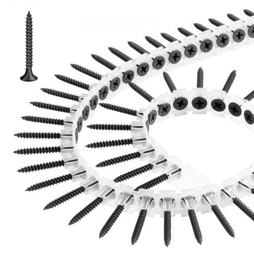 VEVOR Screws, #6 x 1-1/4 inch Length Drywall to Wood Collated Screw, All Purpose High-Hardness Alloy Steel Self Drilling Drywall Screws, for Home DIY, Space Renovation(1000 per Box)