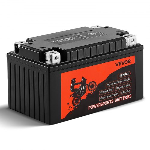 VEVOR Motorcycle Battery 12V 6Ah YTX12-BS High Performance Powersports Battery