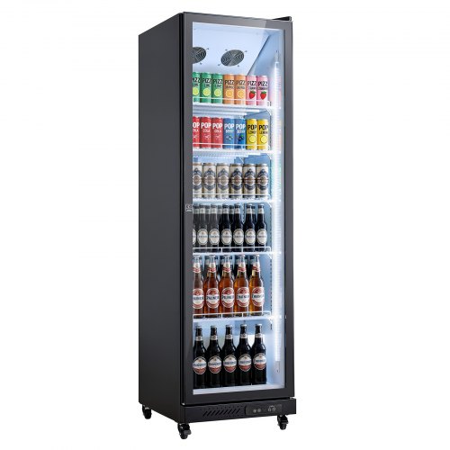 VEVOR Commercial Merchandiser Refrigerator, 12.4 Cu.Ft / 350 L Glass Door Display Refrigerator, Upright Beverage Cooler Fridge with 5 Adjustable Shelv