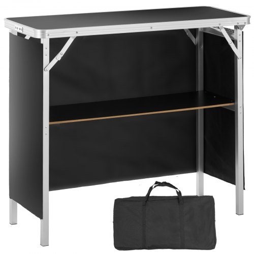 

VEVOR Portable Tradeshow Podium Table, 38.39" x 15.16" x 34.25", Display Exhibition Counter Stand Booth Fair with Wall, Foldable Promotion Retail Bar Table Podium with Storage Rack and Carrying Bag