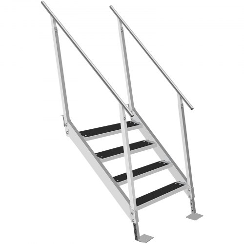 VEVOR Dock Ladder with Rubber Mat, Dock Steps 30"-39" Adjustable Height, Dock Stairs Aluminum 4 Step, Each Step 22" x 4", 500Lbs Load, for Lake, Marine Boarding, Pool