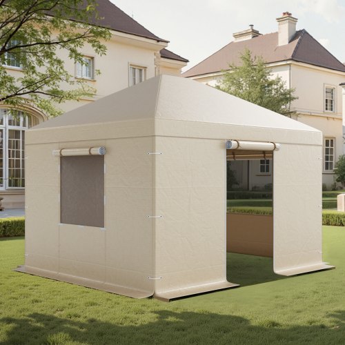 

VEVOR Winter Gazebo Cover Fits 10 x 12 ft Hardtop Gazebos, All-Weather Gazebo Cover with Sidewalls & Mesh Windows, High-Density PE Material, Enclosed Storage Shelter Covers, Gazebos not Included