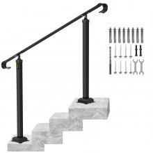 Vevor Wrought Iron Handrail Stair Railing Fit 2 Or 3 Stepsadjustable Hand Rail