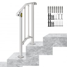 Vevor Iron Handrail Picket #1 Fits 1 Or 2 Steps Matte White W/ Installation Kit