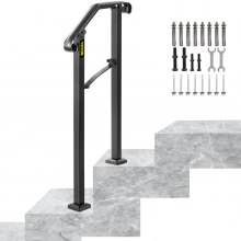 Fits 1 Step Handrail Arch Stair Rail Matte Black Iron Powder Coating Brick Steps