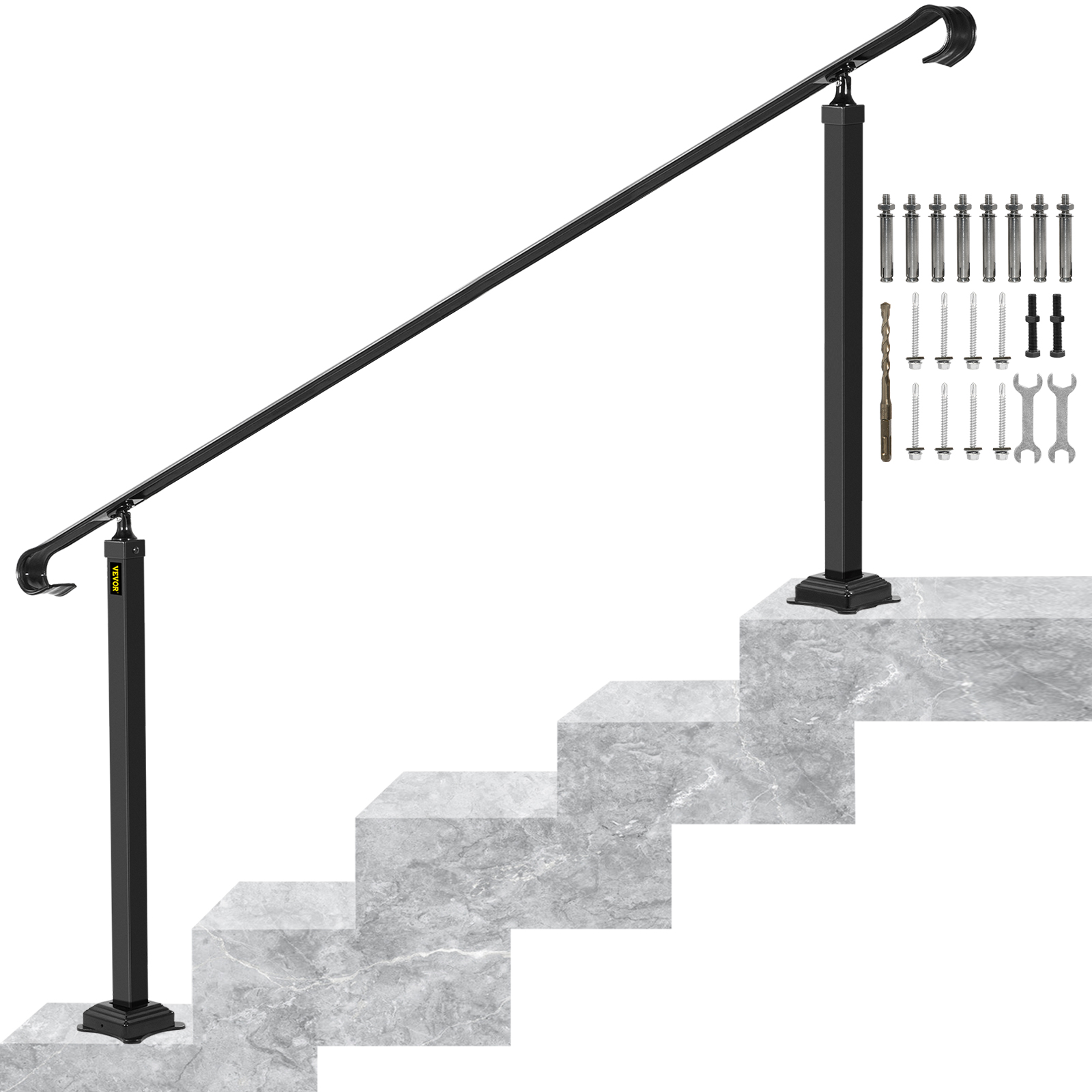 Vevor Wrought Iron Handrail Stair Railing Fit 5 To 7 Stepsadjustable Hand Rail от Vevor Many GEOs