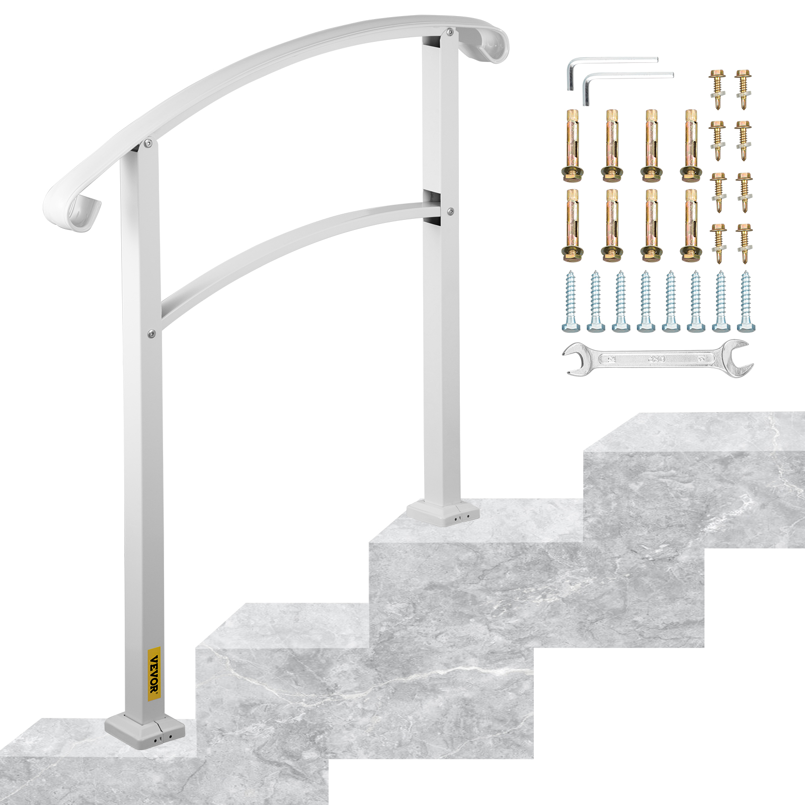 Iron Step Handrail Stair Railing Kit For 3 Step Handrail Outdoor Deck Hand Rail от Vevor Many GEOs