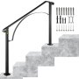 Iron Handrail Arch Hand Railing Rail Fits 3 Steps Black For Garden Paver Steps