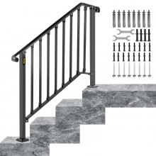 Wrought Iron Handrail Fits 3 Step Adjustable Powder Coating Matte Stair Handrail