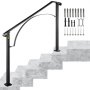 VEVOR Wrought Iron Handrail Fits 4 / 5 Steps Powder Coating Matte Black Handrail