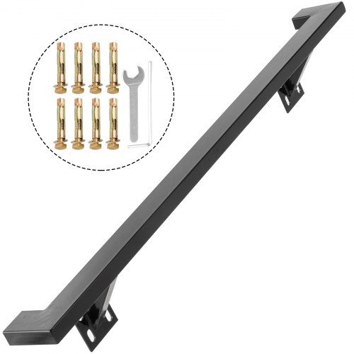 Modern Handrail for Stairs Handrail Bracket Set 4ft Grab Bar Stair Railing Black