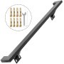 VEVOR Black 4 Feet Hand Railings Wall Mounted Stairway Powder Coated Staircase 200lbs Load Capacity Modern Bracket Handrails for Indoor Stairs