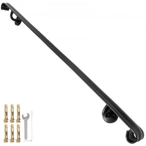 Handrail for Stairs Wrought Iron Black Grab Support Handrail Railings Wall Mount