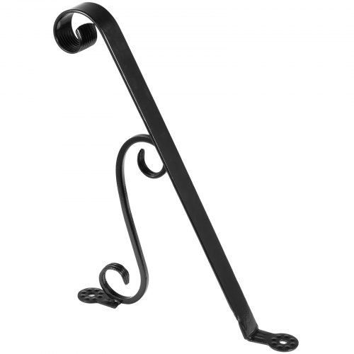 VEVOR Wrought Iron Handrail Wall Mounted Hand Railing 18L x 14H Inch Grab Support Bar Rail Porch Handrail Wrought Hand Rail Staircase Railing 1-2 Stairs Steps