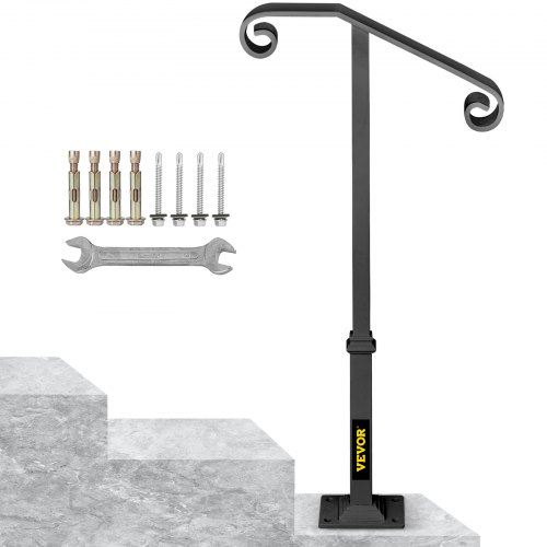 Adjustable Wrought Iron Style Plain Handrail on Two Concrete in Posts 