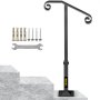Single Post Handrail Wrought Iron Fits 1 Or 2 Steps Matte Gray Grab Railing