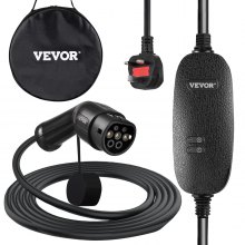 VEVOR Portable EV Charger EV Charging Cable Type 2 UK Plug 3 Pin 10A 6 m w/Bag