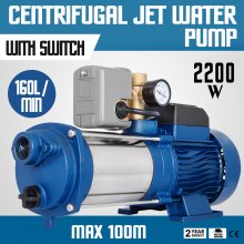 2200w Centrifugal Booster Water Pump 160 L/m 220v Jet Pump Max Head 100m Pro