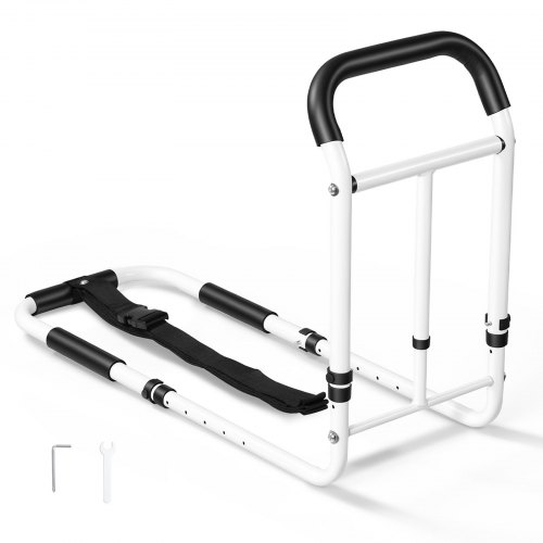 Vevor Bed Rail for Elderly Adults 200LBS Loading Bed Side Assist Rail, High-Strength Steel Bedside Cane for Seniors, with Adjustable Height & Base Length, Non-Slip Handle, Fit King Queen Full Twin Bed