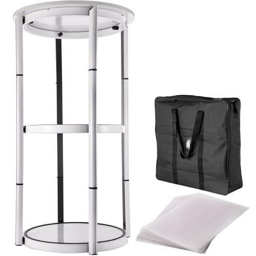 VEVOR 41.7" Trade Show Display Shelf Foldable Spiral Tower Stand Round White