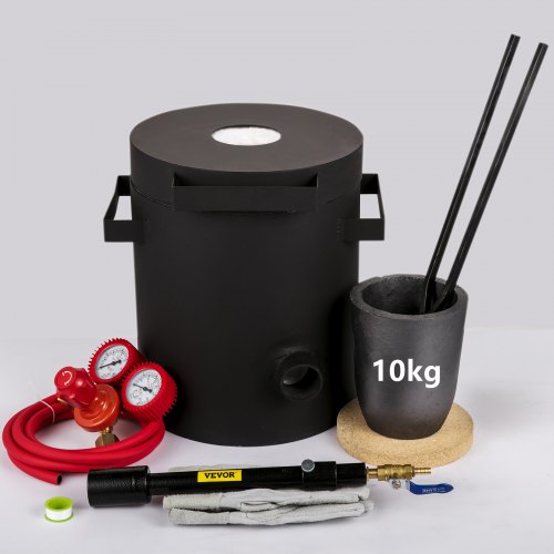 VEVOR Propane Melting Furnace, 2462°F, 10 KG Metal Foundry Furnace Kit with Graphite Crucible and Tongs, Casting Melting Smelting Refining Precious Metals Like Gold Silver Aluminum Copper Brass Bronze VEVOR Propane Melting Furnace, 2462°F, 10 KG Metal Foundry Furnace Kit with Graphite Crucible and Tongs, Casting Melting Smelting Refining Precious Metals Like Gold Silver Aluminum Copper Brass Bronze