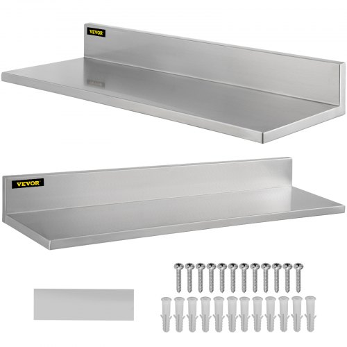 VEVOR Stainless Steel Wall Shelf Commercial Kitchen Shelf 8.6'' x 30'' 2pcs Home