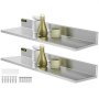 VEVOR Stainless Steel Wall Shelf, 8.6'' x 30'', 44 lbs Load Heavy Duty Commercial Wall Mount Shelving w/ Backsplash for Restaurant, Home, Kitchen, Hotel, Laundry Room, Bar (2 Packs)