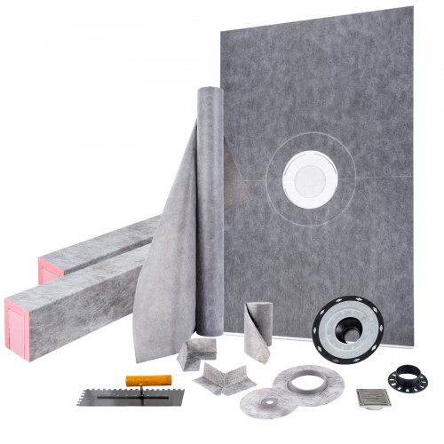 Vevor 48''x72'' Waterproofing Shower Kit Shower Kit Tray With Central Drain Pvc